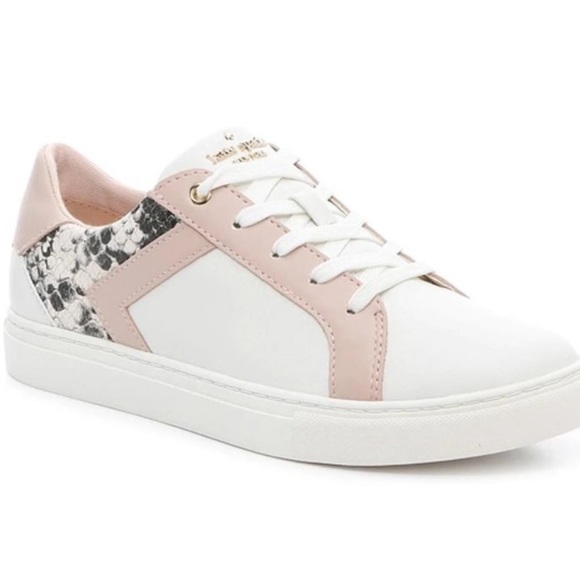 kate spade Shoes - Kate Spade Dash women’s leather sneakers, lace up, white, blush, snake print,10B